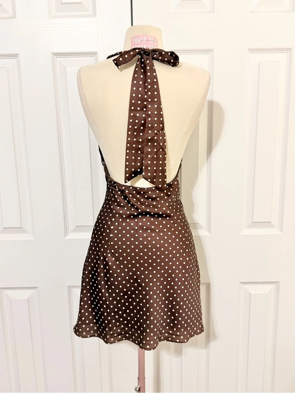 American Threads Brown Polka Dot Halter Swim Coverup